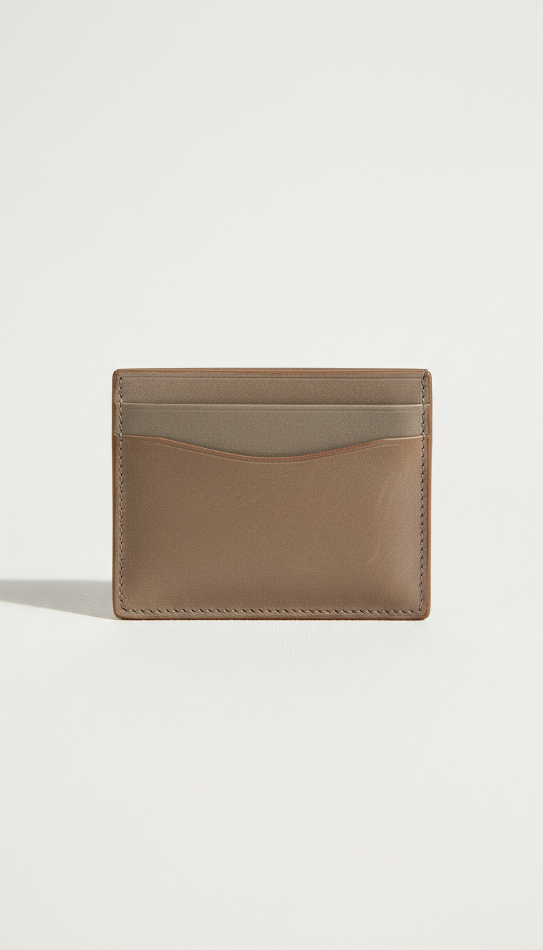 Stone taupe cardholder, perfectly centered horizontally and vertically with equal negative space above and below, color...