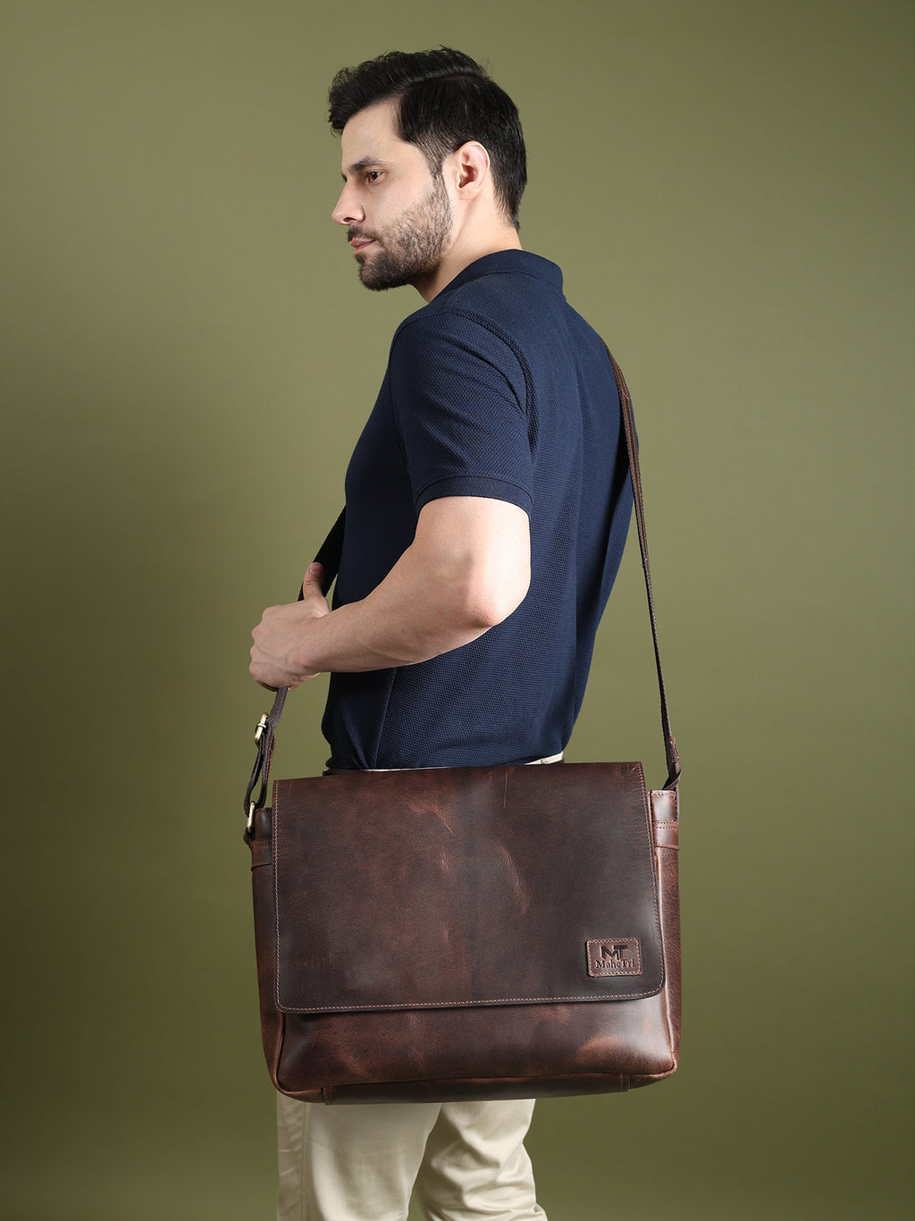 Buffalo Leather Messenger Bag