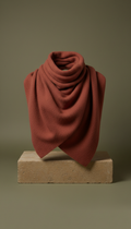Clay Red wool oversized scarf, 3/4 angle as default for garments/accessories, offering dimensionality and a sense of...