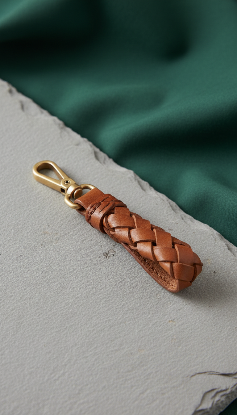 Leather Keychain in a new setting