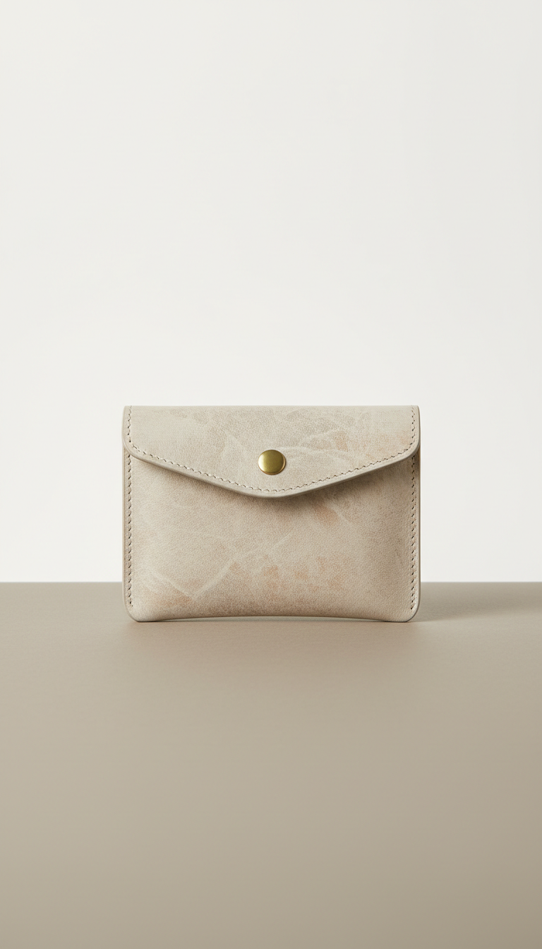 Stone Leather Card Pouch, Default angle is a clean 45-degree three-quarter view highlighting both form and material...