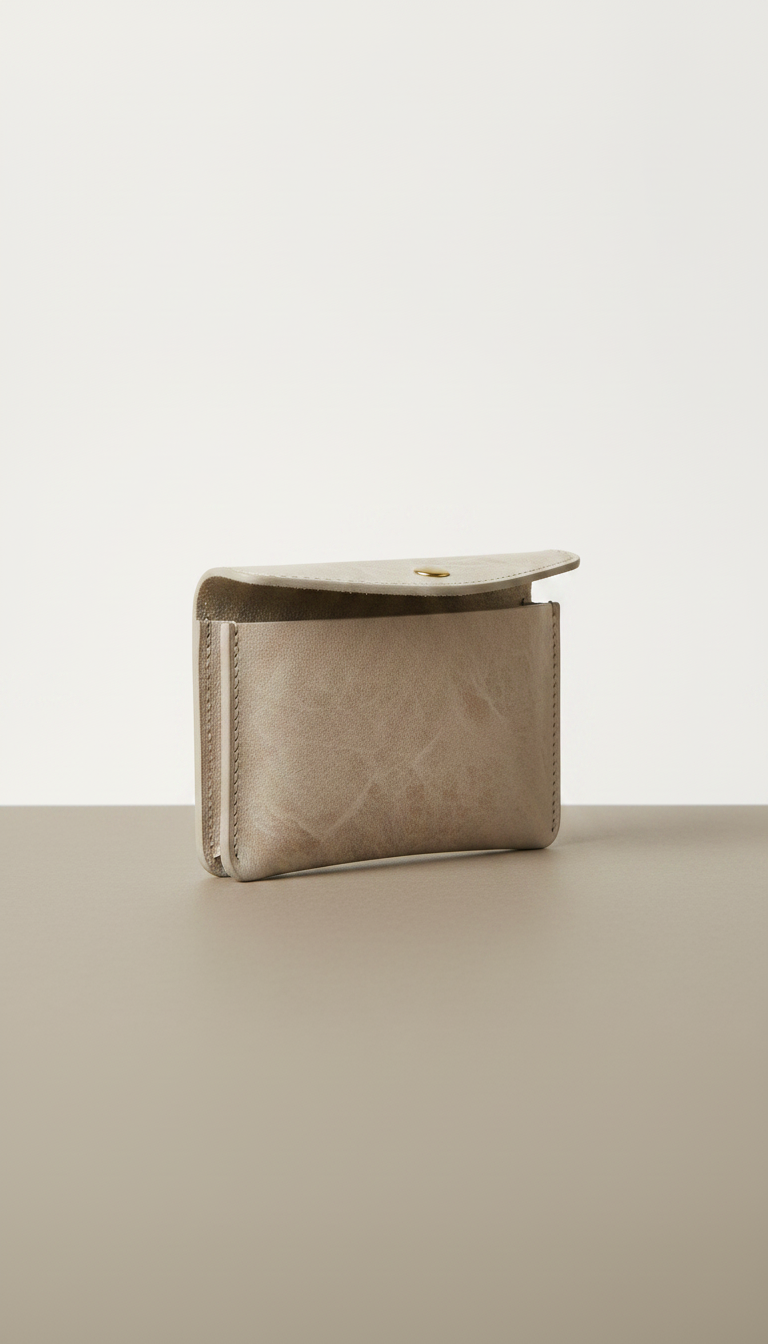 Alternate angle view of Stone leather card pouch